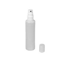 Flacon pulvérisateur rond transparent en HDPE avec vaporisateur à pompe en PP et acier inoxydable