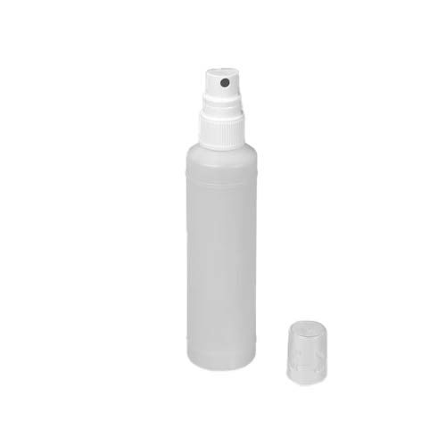 Flacon pulvérisateur rond transparent en HDPE avec vaporisateur à pompe en PP et acier inoxydable