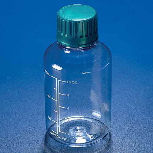 Flacon rond, col étroit en polycarbonate transparent, AZLON®