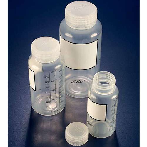 Flacon rond en polypropylène, AZLON®, graduation ml et oz