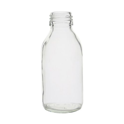 Flacon sirop avec col à vis, verre blanc, rond, col étroit - à l'unité