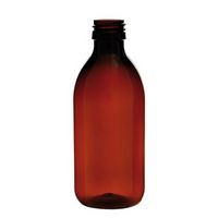 Flacon sirop rond, en PET brun, à col à vis