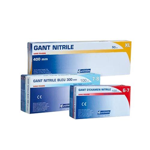 Gant nitrile non poudré, manchette extra longueur 40 cm