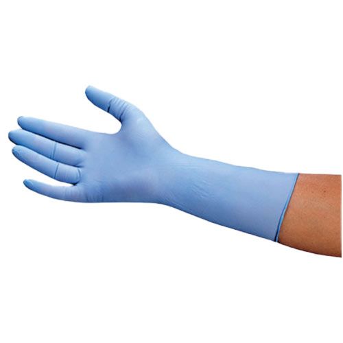 Gant nitrile non poudré, manchette extra longueur 40 cm