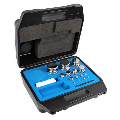 Jeu de poids, E2, bouton, inox poli (OIML), KERN®, dans un étui en plastique