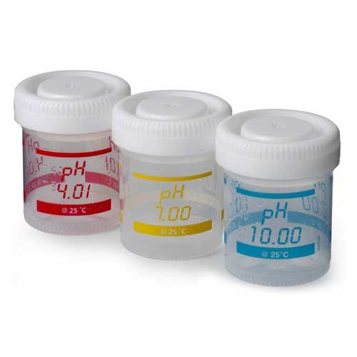 Lot de 3 Flacons imprimés de capacité 50 mL pour l'étalonnage du pH