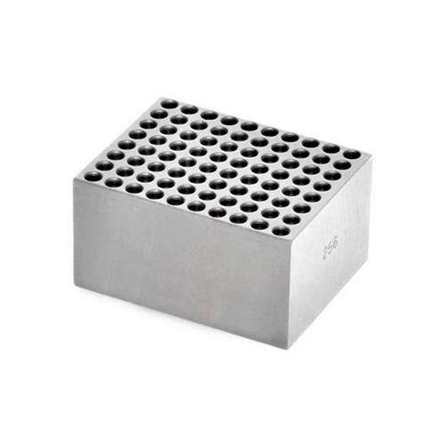 Monobloc pour bandes de tubes 10x8, OHAUS®, aluminium anodisé solide , 95 x 76 x 51 mm, 80 puits
