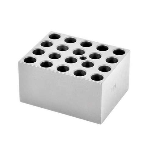 Monobloc pour fiole 12mm, OHAUS®, aluminium anodisé solide , 95 x 76 x 51 mm, 20 puits (Ø x P : 12.7 x 30 mm)