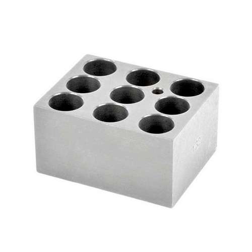 Monobloc pour fiole 21mm, OHAUS®, aluminium anodisé solide , 95 x 76 x 51 mm, 9 puits (Ø x P : 21.7 x 45 mm)