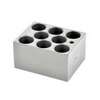 Monobloc pour fiole 23mm, OHAUS®, aluminium anodisé solide , 95 x 76 x 51 mm, 8 puits (Ø x P : 23.8 x 45 mm)
