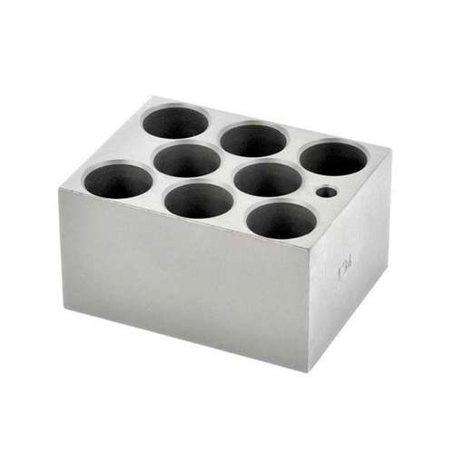Monobloc pour fiole 23mm, OHAUS®, aluminium anodisé solide , 95 x 76 x 51 mm, 8 puits (Ø x P : 23.8 x 45 mm)