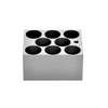Monobloc pour fiole 25mm, OHAUS®, aluminium anodisé solide , 95 x 76 x 51 mm, 8 puits (Ø x P : 25.8 x 45 mm)