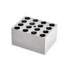 Monobloc pour tube 12/13 mm, OHAUS®, aluminium anodisé solide , 95 x 76 x 51 mm, 16 puits