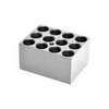 Monobloc pour tube 17/18 mm, OHAUS®, aluminium anodisé solide , 95 x 76 x 51 mm, 12 puits