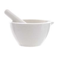 Mortier en porcelaine non émaillée, LAB-ONLINE®, avec pilon