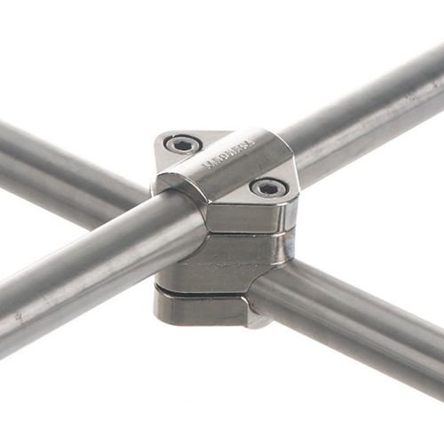 Noix de serrage double, carré, en inox, angle 90°