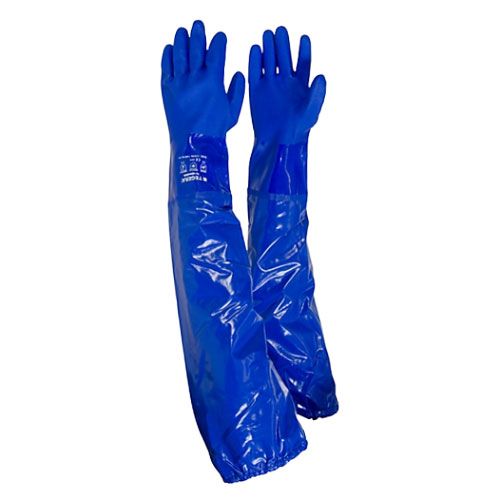 Paire de gants bleu en vinyle, Tegera 12910 avec manchettes