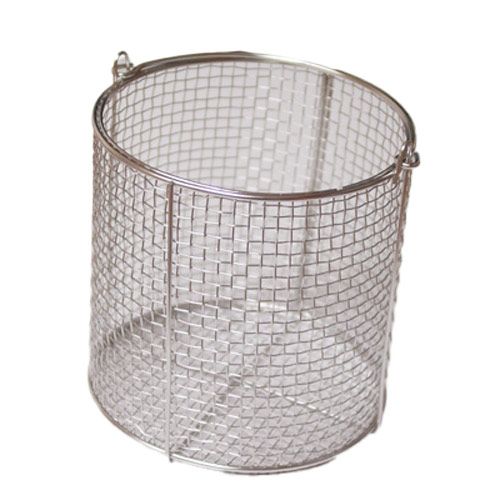 Panier en inox avec anse pliable pour autoclave, LAB-ONLINE® - forme ronde