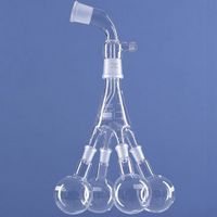 Pis de vache seul forme erlen avec une entrée rodage male et 4 sorties rodages mâles prolongés 14/23 pour ballon 250 ml, LENZ®
