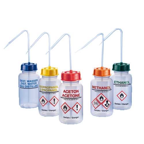 Pissette de sécurité sérigraphiée, anti-goutte, avec tête amovible, KAUTEX®