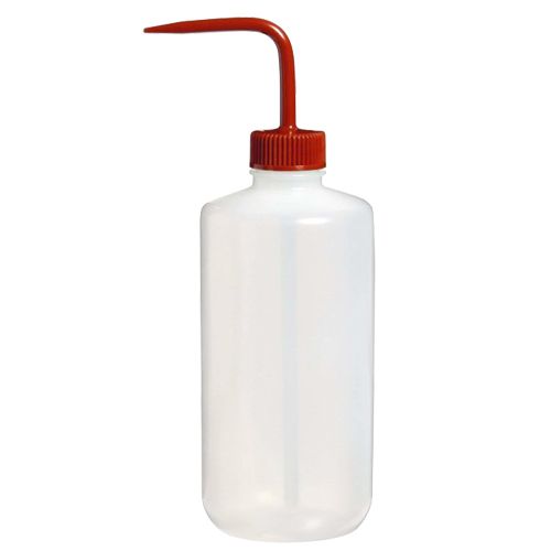 Pissette en PEHD fluoré avec bouchon et tige en PP rouge, NALGENE®