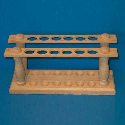 Portoir en bois pour tubes à hémolyses et tubes à essais, 2 rangées