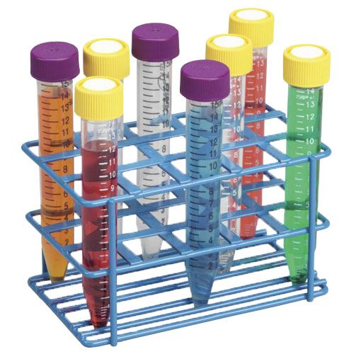 Portoir pour tubes en fil d acier recouvert d'époxy, bleu, LAB-ONLINE®