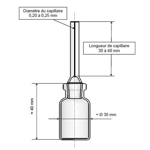 Pycnomètre selon plan rodage 19/26 MF