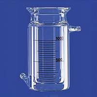 Réacteur en verre cylindrique double enveloppe, sans robinet de vidange