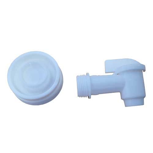 Robinet + bouchon plastique blanc en polypropylène (PP)