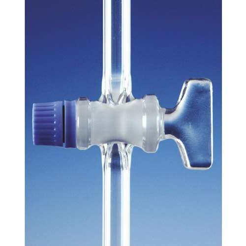 Robinet capillaire complet à 1 voie, clef à vis en verre SBW, DURAN®