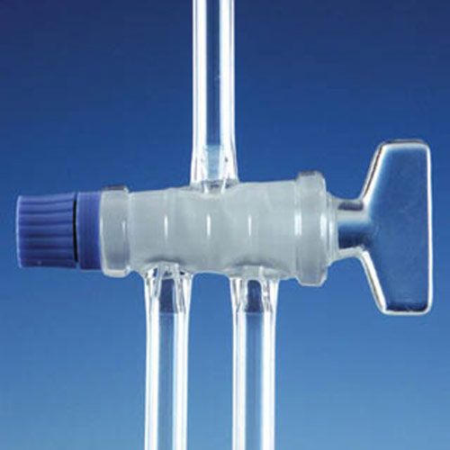 Robinet en verre DURAN® à 2 voies complet voie 4 mm , NS 18.8/50