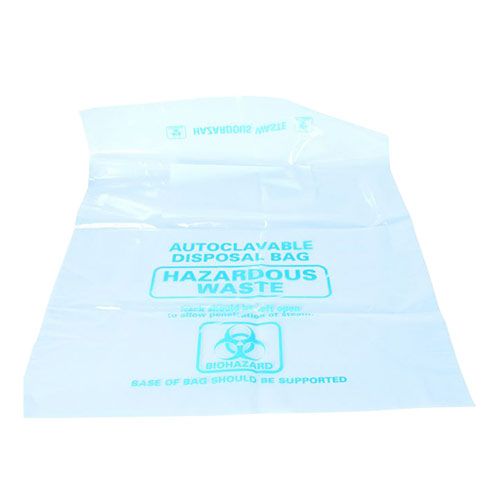 Sac autoclave haute température (135°C), en PP, imprimé risques biologiques