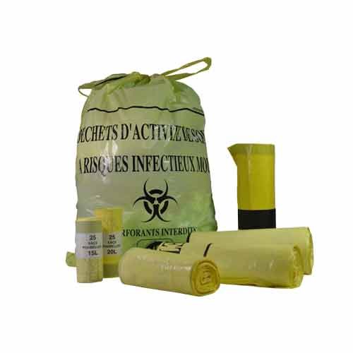 Sac en Polyéthylène basse densité, jaune, avec lien coulissant, MEDIPROTEC®