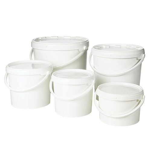 Seau polypropylène blanc, avec anse et couvercle, GOSSELIN®