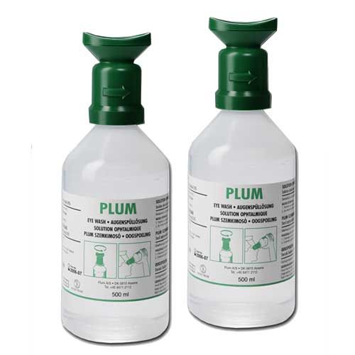 Solution de lavage oculaire, chlorure de sodium (0.9%), 2 flacons de 500ml, PLUM®