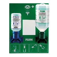 Station 1er secours, murale ouverte,solution saline 500 ml, solution pH neutre 200 ml