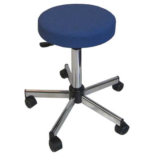 Tabouret série 19 revêtement vinyle supérieur classé non feu M1 avec pieds en acier chromé sur roulettes