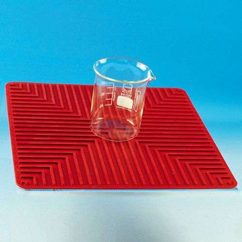 Tapis de sécurité de laboratoire, en silicone rouge