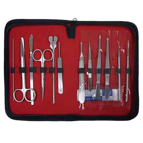 Trousse à dissection qualité supérieure à fermeture éclair comprenant 12 élements