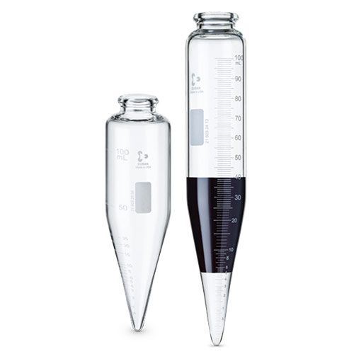 Tube à centrifuger en verre DURAN® pour la détermination d'eau et de sédiments dans le pétrole