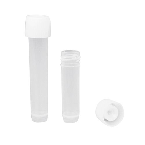 Tube à jupe plastique en PP avec bouchon blanc à vis en PEHD, LAB-ONLINE®