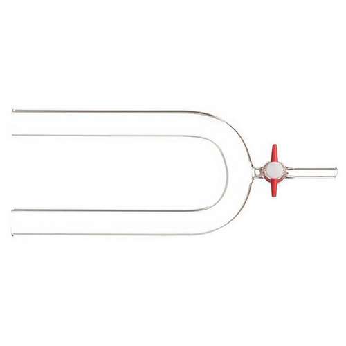 Tube en U, en verre borosilicaté 3.3, avec robinet téflon